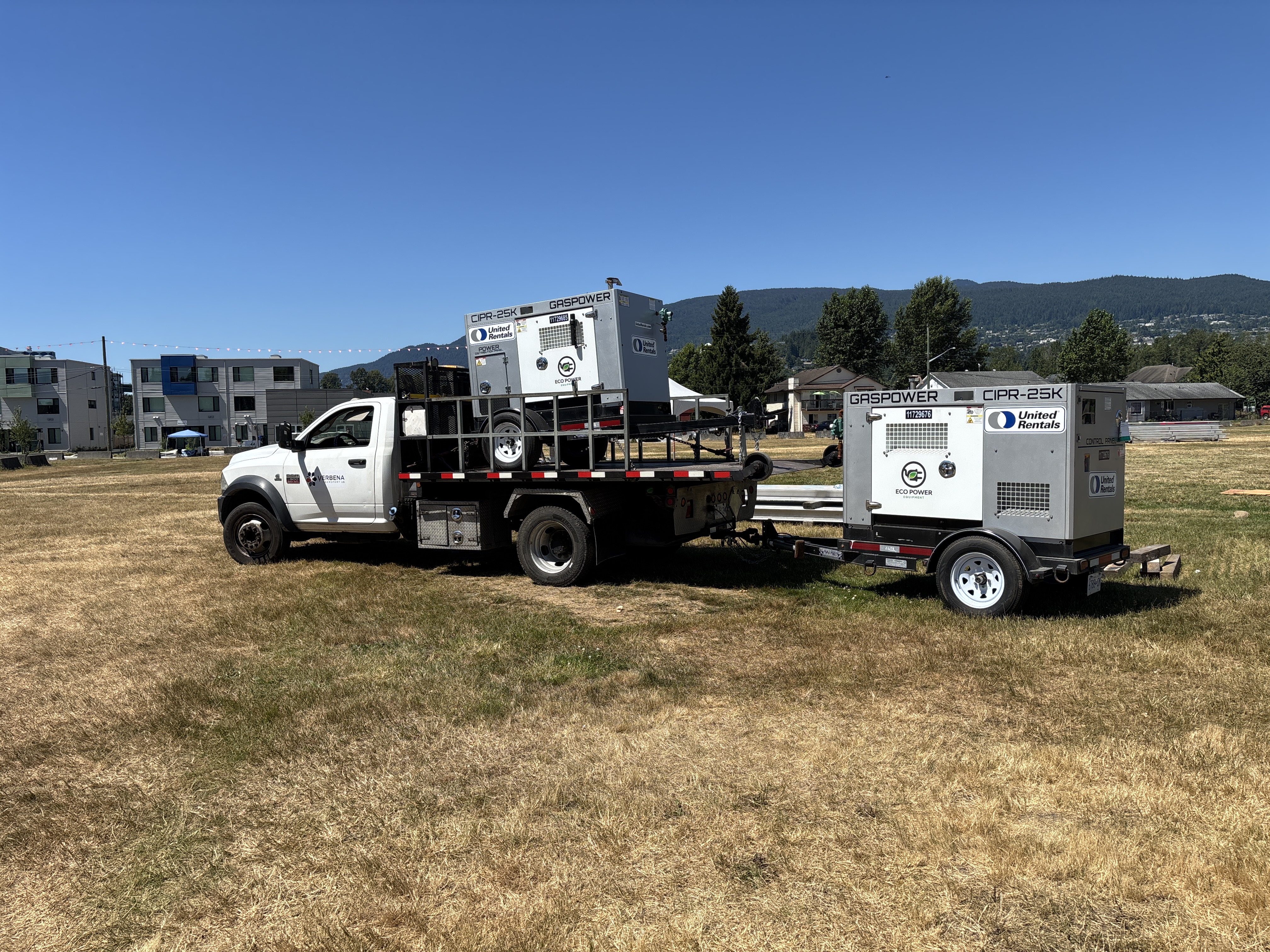 Verbena Transport truck hauling heavy equipment